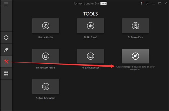 clean unplugged devices data in driver booster