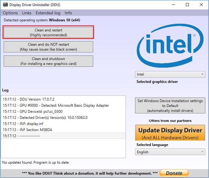 ddu clean and restart