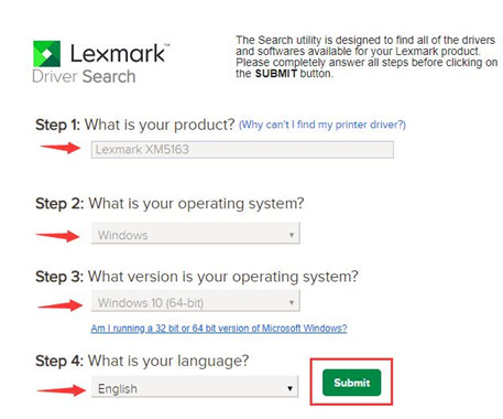 enter lexmark model