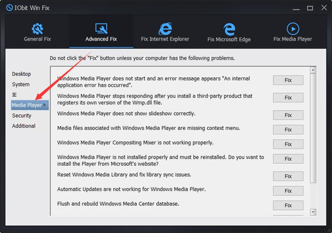 advanced fix windows media player