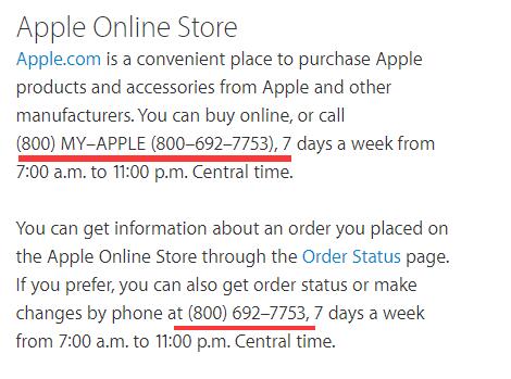 apple online store number 800 692 7753