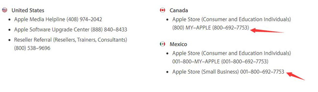 canada mexico apple store phone