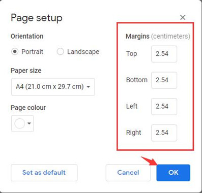 google docs margins