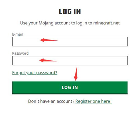 login in minecraft