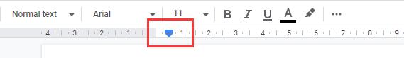 move the left download triangle in google docs ruler