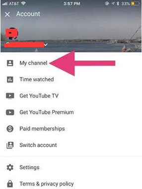 my channel on youtube mobile