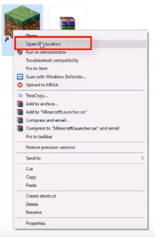 open file location minecraft