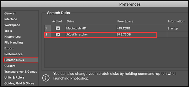 cant open photoshop 7 scratch disks full