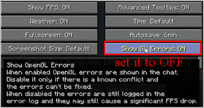 show gl error off