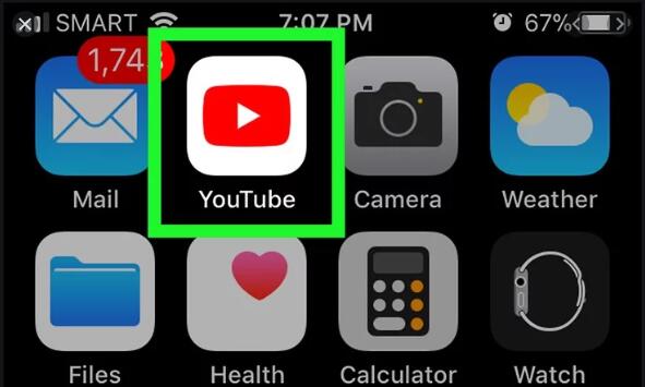 youtube application on mobile phone