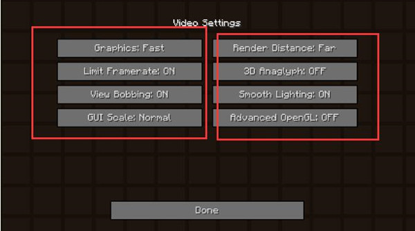  modifier les paramètres vidéo pour minecraft