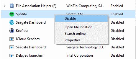 disable spotify from startup in task manager