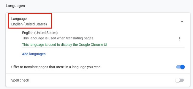 google chrome settings language