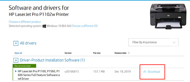 hp laserjet p1102w drivers