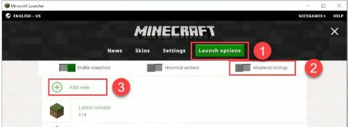 launch options minecraft new launcher