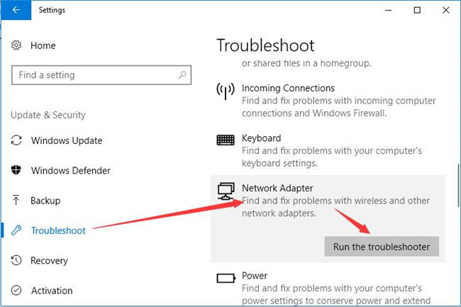 network adapter troubleshooter