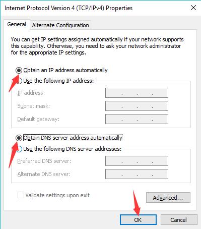 obtain dns servere address automatically