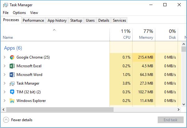 come aprire il task manager per Windows 7 xp