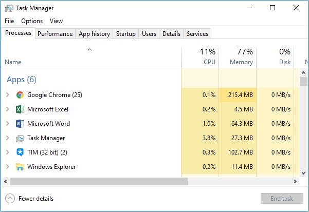 open windows task manager