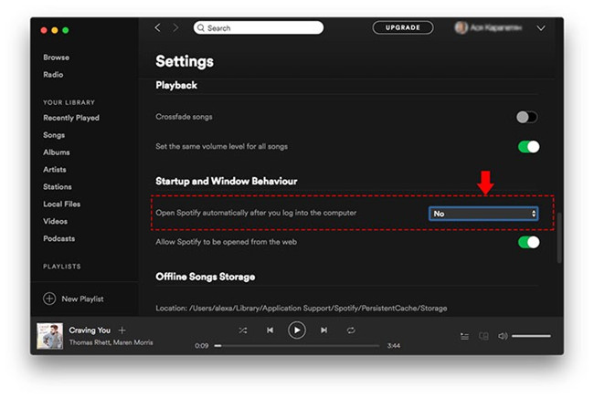 spotify startup window behaviour