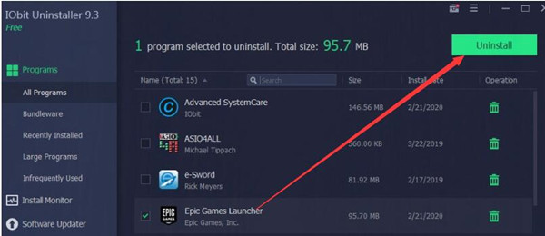 uninstall epic games launcher automatically