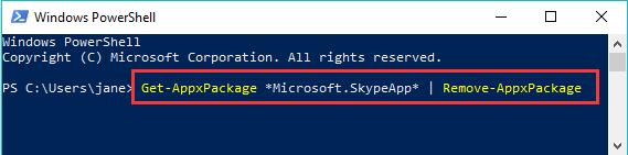 uninstall skype in powershell