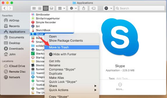 uninstall skype on mac
