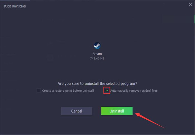 uninstall steam iobit uninstaller 