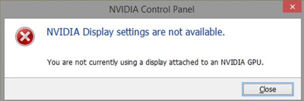 you are not currently using a display attached to an nvidia gpu