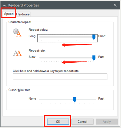 adjust keyboard repeat delay and rate