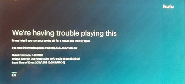 hulu error code p dev320