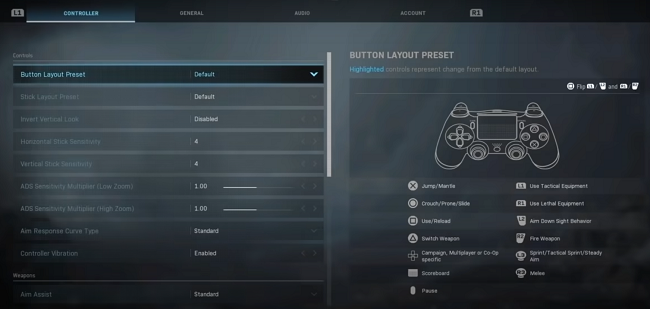 modern warfare settings account