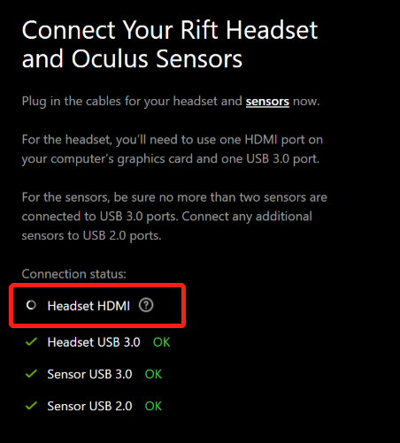 oculus rift hdmi not connection