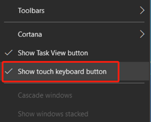 show touch keyboard button