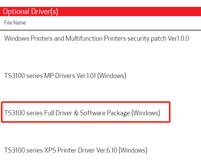 ts3100 series full driver software package