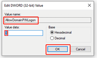 edit allow domain pin logon