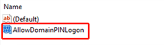 new key allow domain pin logon