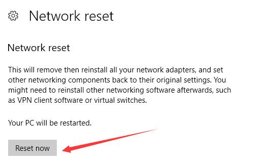 network reset now
