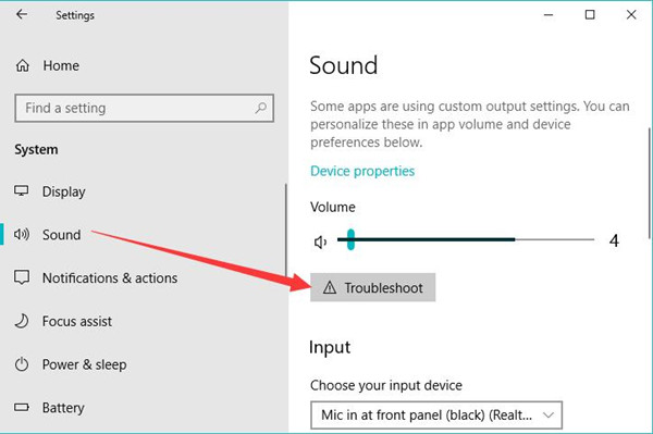 troubleshoot audio issue by windows troubleshooter