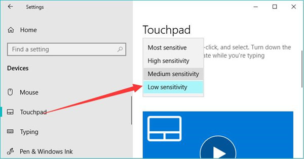 touchpad sensitivity