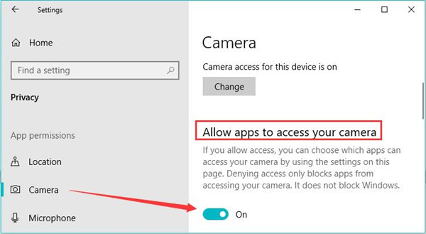 allow apps to access your camera