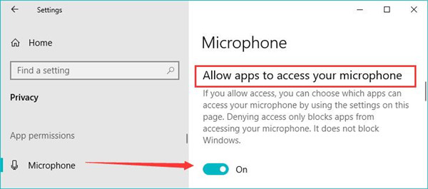 allow apps to access your microphone