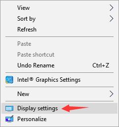 display settings on the desktop