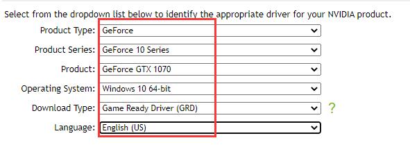 nvidia geforce gtx 1070 driver update windows 10