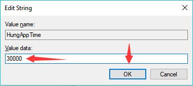 change hung app time value to 30000