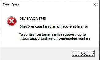 directx error modern warfare