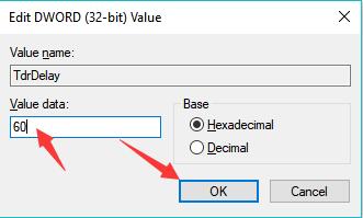 value data tdrdelay 60