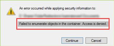 failed to enumerate objects in the container