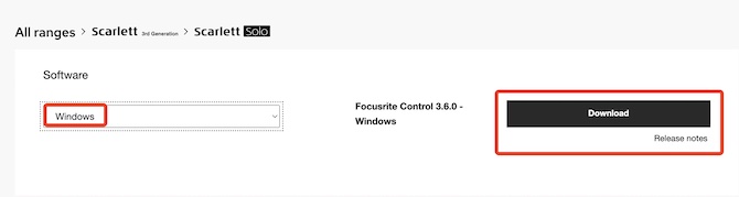 focusrite scarlett solo 3rd gen drivers windows