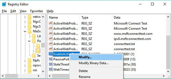 modify enable active probing value